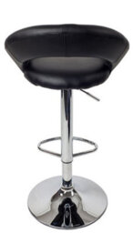 Lamboro Sorrento Kitchen Bar Stool, Chrome Footrest, Height Adjustable Swivel Gas Lift, Home Bar & Breakfast Faux-Leather Barstool, Black - thumbnail 4