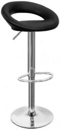 Lamboro Sorrento Kitchen Bar Stool, Chrome Footrest, Height Adjustable Swivel Gas Lift, Home Bar & Breakfast Faux-Leather Barstool, Black - thumbnail 1