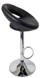 Lamboro Sorrento Kitchen Bar Stool, Chrome Footrest, Height Adjustable Swivel Gas Lift, Home Bar & Breakfast Faux-Leather Barstool, Black - thumbnail 2
