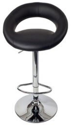 Lamboro Sorrento Kitchen Bar Stool, Chrome Footrest, Height Adjustable Swivel Gas Lift, Home Bar & Breakfast Faux-Leather Barstool, Black - thumbnail 3