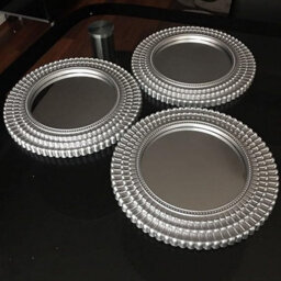 Biznest Set Of 3 Silver Wall Hanging Mirrors Home Bathroom Decor Metallic Shades - thumbnail 2