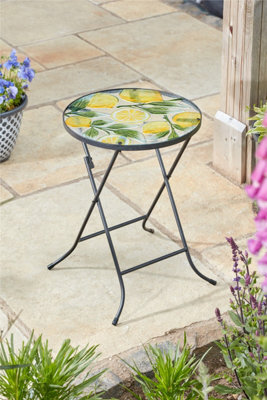 Smart Garden Lemon Yellow Glass Garden Side Coffee Table Folding Indoor Outdoor - image 1