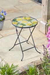 Smart Garden Lemon Yellow Glass Garden Side Coffee Table Folding Indoor Outdoor