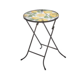 Smart Garden Lemon Yellow Glass Garden Side Coffee Table Folding Indoor Outdoor - thumbnail 2