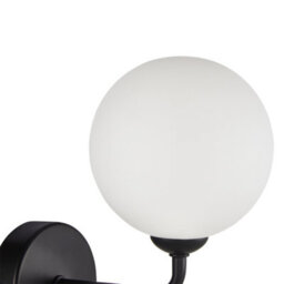 Happy Homewares Contemporary Chic Matte Black Wall Light With Opal White Globe Glass Shade - thumbnail 3