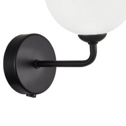 Happy Homewares Contemporary Chic Matte Black Wall Light With Opal White Globe Glass Shade - thumbnail 4