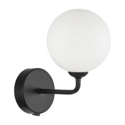 Happy Homewares Contemporary Chic Matte Black Wall Light With Opal White Globe Glass Shade - thumbnail 2