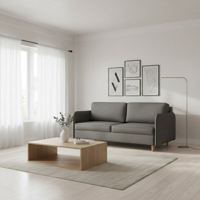 Gaja Living Room Sofa Bed With Hydrophobic Fabric Dl Pull Out Sleep Function Bedding Storage 209X95X100Cm Grey - image 1