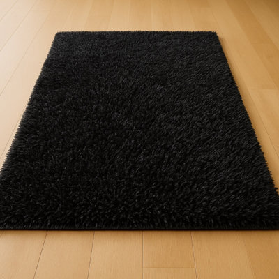 Uetian Extra Thick Heavy 5Cm Pile Soft Shaggy Rugs Modern Area Rugs Bedroom Hall Rugs Black 160 X 230 - image 1