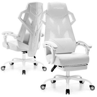 Luckracer Office Chair, Ergonomic High Back Executive Desk Chair With Linkage Armrests Heavy Duty Swivel Gaming Chairs, White - image 1