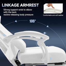 Gtplayer Office Chair, Ergonomic High Back Executive Desk Chair With Linkage Armrests Heavy Duty Swivel Gaming Chairs, White - thumbnail 5