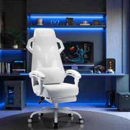 Gtplayer Office Chair, Ergonomic High Back Executive Desk Chair With Linkage Armrests Heavy Duty Swivel Gaming Chairs, White - thumbnail 2