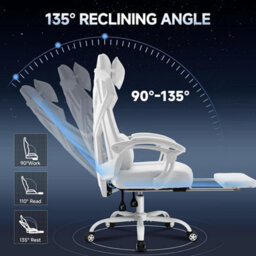 Gtplayer Office Chair, Ergonomic High Back Executive Desk Chair With Linkage Armrests Heavy Duty Swivel Gaming Chairs, White - thumbnail 8