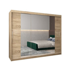 Arte Tokyo 02 Contemporary Mirrored 3 Sliding Door Wardrobe 9 Shelves 2 Rails Oak Sonoma Effect (H)2000mm (W)2500mm (D)620mm - thumbnail 1