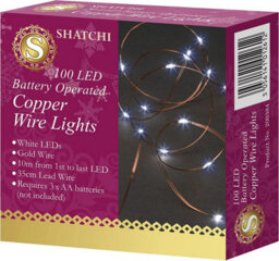 Shatchi 100 Leds Gold Wire With Cool White Leds Copper Wire Indoor Battery Operated Stringlights - thumbnail 3