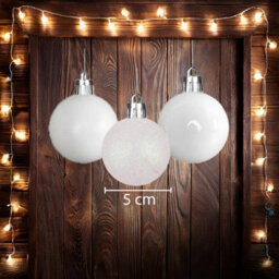 Shatchi Christmas 5Cm Bauble White -Tree Hanging Decoration Festive Cheers 9Pcs - thumbnail 3