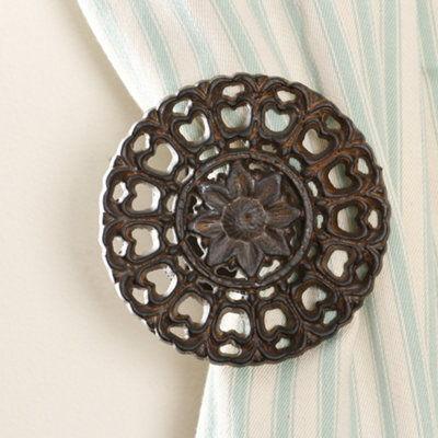 Dibor Vintage Set Of 2 Cast Iron Curtain Tie Backs Curtain Holders - image 1