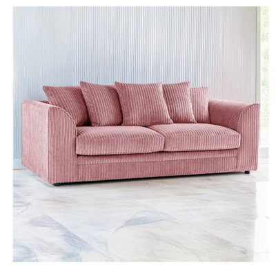 Hannah Jumbo Cord 3 Seater Sofa Pink - image 1