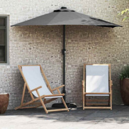 Berkfield Garden Parasol With Led Strip Lights Anthracite Fabric