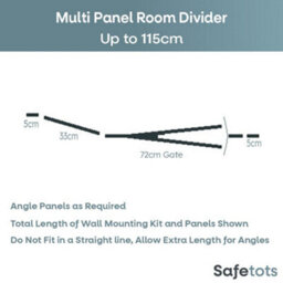 Safetots Premium Multi Panel Room Divider, Up To 115Cm Wide, Black, 70Cm Tall, Flexible Barrier With Door For Baby And Toddler - thumbnail 3