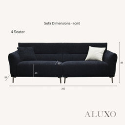 Aluxo Albany Modern 4 Seater Sofa Black Lux Fabric Boucle Soft Couch Gold Trim - thumbnail 5