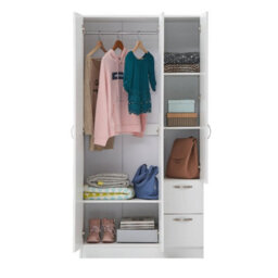 Timber Art Design 3 Door 2 Drawer Double Wardrobe In White - thumbnail 3