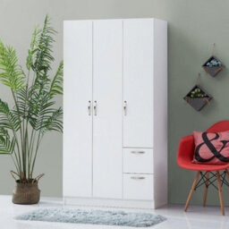 Timber Art Design 3 Door 2 Drawer Double Wardrobe In White - thumbnail 6