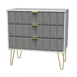 Cube Ready Assembled Matt Dark Grey & White No Effect 3 Drawer Wide Chest (H)695mm (W)765mm (D)415mm - thumbnail 1