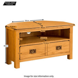 Lanner Oak 90Cm Corner Tv Unit - Fully Assembled By Roseland Furniture - thumbnail 9