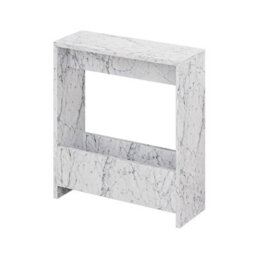Decortie Simpi Modern Slim End Table Magazine Rack 55Cm Multipurpose White Marble Effect Living Room H 60Cm - thumbnail 2