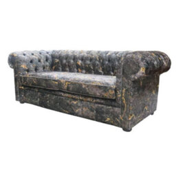 Chesterfield Handmade 3 Seater Sofa Marble Print Soft Fabric In Classic Style - thumbnail 3