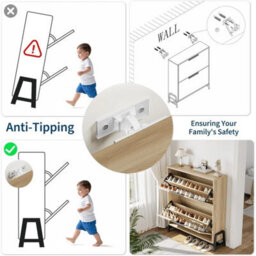 Shoe Cabinet Storage 2 Flip Drawer Hidden Shoe Storage Rack - thumbnail 4
