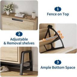 Shoe Cabinet Storage 2 Flip Drawer Hidden Shoe Storage Rack - thumbnail 5