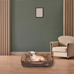Actiaspet Brown Faux Leather Dog Bed Small - thumbnail 4