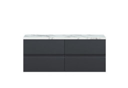 Hudson Reed Urban Soft Black Wall Hung 4-Drawer Unit And Laminate Worktop With Silent Close, 522 X 1205 X 390
