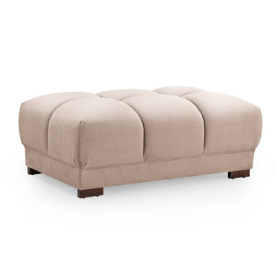 Furnishings For Less UK Zura Mocha Brown Fabric Large Footstool Sofa Accessory Wooden Legs - image 1