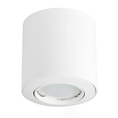 Valuelights Gu10 Gloss White Tiltable Surface Mounted Ceiling Spotlight Downlight - Complete With 1 X 5W Gu10 Warm White Led Bulb - image 1