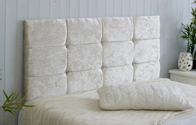 "Adore Designs Roma Crushed Velvet 6Ft Super King 20"" Headboard -  Cream"