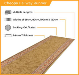 Cheops Hallway Runner Rug - Hardwearing, Non-Slip & Durable Carpet For Hall, Kitchen & Corridor - thumbnail 2