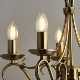 Hanging Ceiling Pendant Light Antique Brass 5X Shade Vintage Lamp Bulb Holder - thumbnail 4