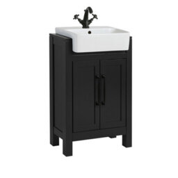 Homestylestore 550mm Black Grey Floorstanding Bathroom Vanity Unit With Classic Black T Bar Handles - thumbnail 1