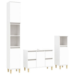 Berkfield 3 Piece Bathroom Furniture Set White Engineered Wood - thumbnail 2