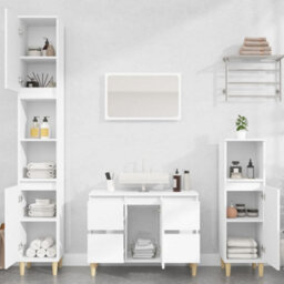 Berkfield 3 Piece Bathroom Furniture Set White Engineered Wood - thumbnail 1