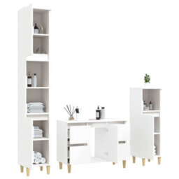 Berkfield 3 Piece Bathroom Furniture Set White Engineered Wood - thumbnail 4