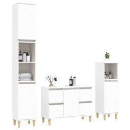 Berkfield 3 Piece Bathroom Furniture Set White Engineered Wood - thumbnail 3