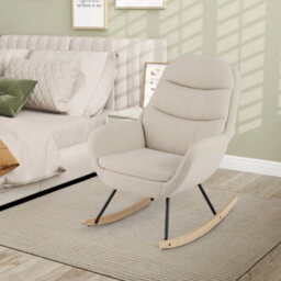 Upholstered Rocking Chair Glider Rocker W/padded Backrest - thumbnail 5
