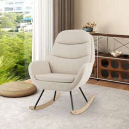 Upholstered Rocking Chair Glider Rocker W/padded Backrest - thumbnail 4