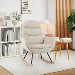 Upholstered Rocking Chair Glider Rocker W/padded Backrest - thumbnail 3