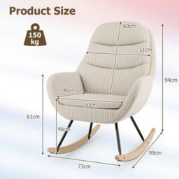 Upholstered Rocking Chair Glider Rocker W/padded Backrest - thumbnail 2