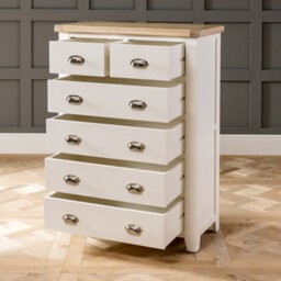 The Furniture Market Cheshire Cream Painted Tall 2 Over 4 Drawer Chest - thumbnail 5